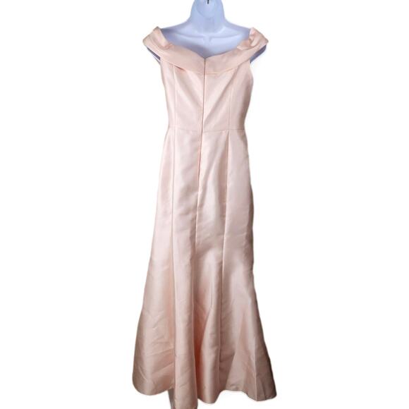 Alfred Sung Baby Pink Ball Gown/Prom Dress Front Leg Slit 14 - Picture 3 of 10